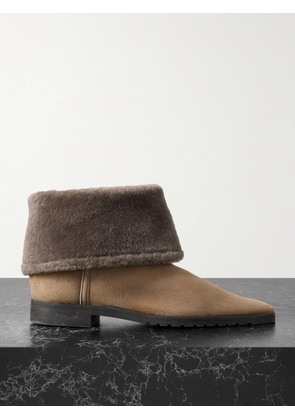 TOTEME - Shearling-trimmed Suede Ankle Boots - Brown - IT35,IT36,IT37,IT38,IT39,IT40,IT41,IT42
