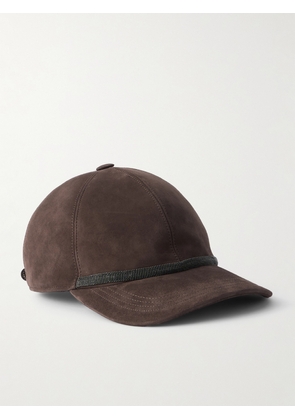 Brunello Cucinelli - Bead-embellished Suede Baseball Cap - Brown - XS,S,M,L,XL