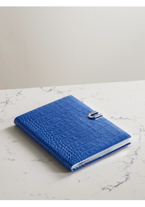 Smythson - Mara Panama Croc-effect Leather Diary - Blue - One size