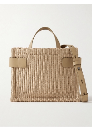 Brunello Cucinelli - Leather-trimmed Raffia Shoulder Bag - Neutrals - One size
