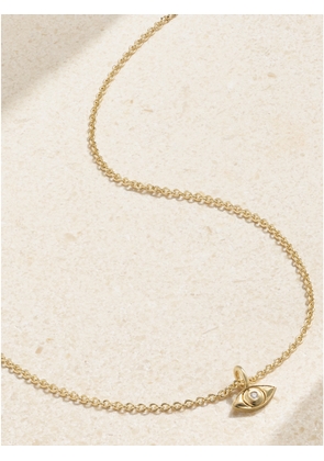 STONE AND STRAND - Mini Evil Eye 14-karat Gold Diamond Necklace - One size