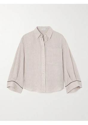 Brunello Cucinelli - Bead-embellished Linen Shirt - Cream - xx small,x small,small,medium,large,x large,xx large