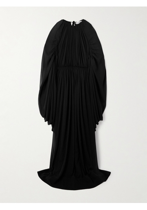 Lanvin - Cape-effect Gathered Silk-chiffon Gown - Black - 1,2