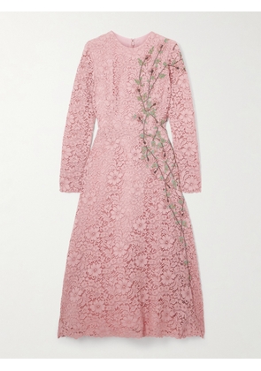 Costarellos - Marlena Embellished Corded-lace Midi Dress - Pink - FR 32,FR 34,FR 36,FR 38,FR 40,FR 42,FR 44,FR 46