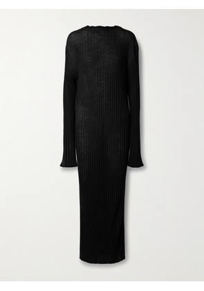 KHAITE - Sigrid Ribbed Merino Wool-blend Maxi Dress - Black - x small,small,medium,large,x large