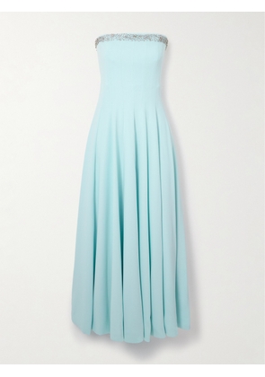 Costarellos - Aldina Strapless Pleated Crystal-embellished Crepe Midi Dress - Blue - FR 32,FR 34,FR 36,FR 38,FR 40,FR 42,FR 44