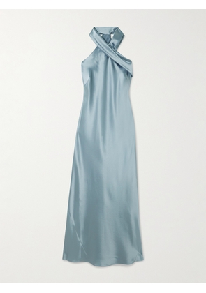 Galvan - Pandora Satin Halterneck Midi Dress - Blue - FR 34,FR 36,FR 38,FR 40,FR 42,FR 44