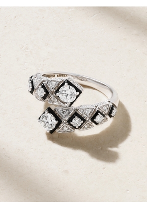 Kamyen - Infinity 18-karat White Gold, Diamond And Enamel Ring - Silver - 6,7