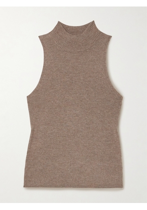 Brunello Cucinelli - Metallic Ribbed-knit Turtleneck Tank - Brown - xx small,x small,small,medium,large,x large,xx large