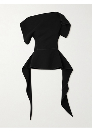 Maticevski - Resolute Asymmetric Ruffled Crepe Peplum Top - Black - UK 6,UK 8,UK 10,UK 12,UK 14,UK 16
