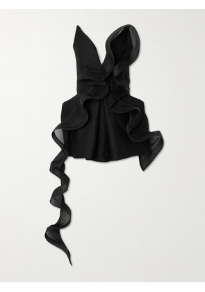 Maticevski - Mozart Strapless Asymmetric Ruffled Pleated Wool And Silk-blend Top - Black - UK 6,UK 8,UK 10,UK 12