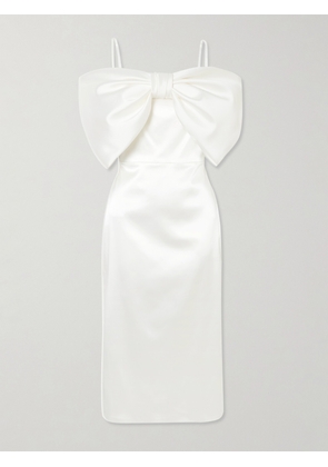 Halfpenny London - Avery Bow-detailed Stretch-duchesse Satin Midi Dress - Ivory - 1,2,3,4,5