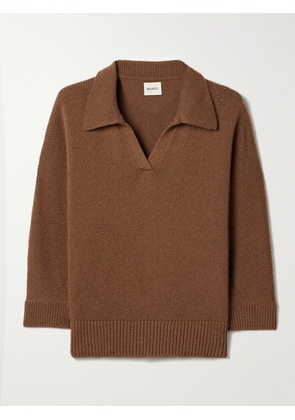 KHAITE - Herve Cashmere Polo Sweater - Brown - x small,small,medium,large,x large
