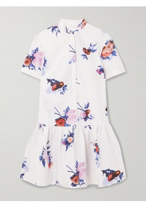 Erdem - Tiered Floral-print Cotton-poplin Mini Shirt Dress - Multi - UK 4,UK 6,UK 8,UK 10,UK 12,UK 14,UK 16,UK 18,UK 20,UK 22