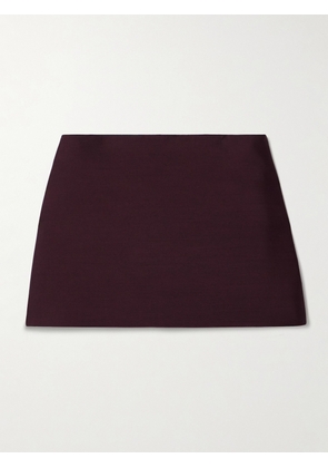 KHAITE - Jett Wool And Silk-blend Crepe Mini Skirt - Burgundy - US0,US2,US4,US6,US8,US10,US12