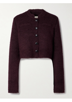 KHAITE - Ello Brushed Silk And Cashmere-blend Cardigan - Burgundy - x small,small,medium,large,x large