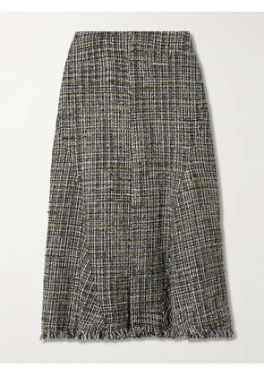 Erdem - Frayed Tweed Midi Skirt - Green - UK 6,UK 8,UK 10,UK 12
