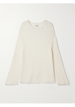 KHAITE - Elowen Open-knit Cotton Sweater - Cream - x small,small,medium,large,x large