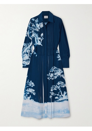 Erdem - Printed Crepe De Chine Midi Dress - Blue - UK 4,UK 6,UK 8,UK 10,UK 12,UK 14,UK 16,UK 18,UK 20,UK 22