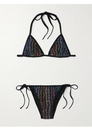 Missoni - Mare Sequined Metallic Crochet-knit Triangle Bikini - Black - IT36,IT38,IT40,IT42,IT44,IT46,IT48