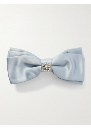 Erdem - Crystal-embellished Satin Bow Hairclip - Blue - One size
