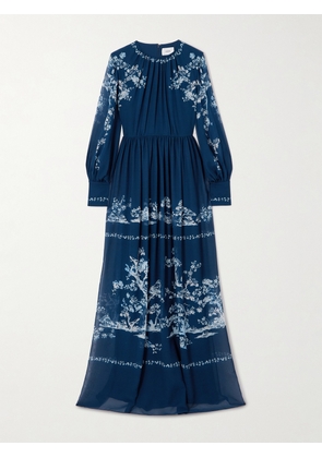 Erdem - Printed Silk-voile Gown - Blue - UK 6,UK 8,UK 10,UK 12,UK 14,UK 16,UK 18,UK 20,UK 22
