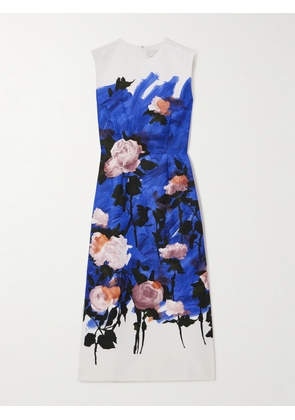 Erdem - Printed Cotton-blend Faille Midi Dress - Blue - UK 4,UK 6,UK 8,UK 10,UK 12,UK 14,UK 16,UK 18,UK 20,UK 22