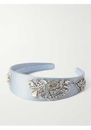 Erdem - Crystal-embellished Satin Headband - Blue - One size