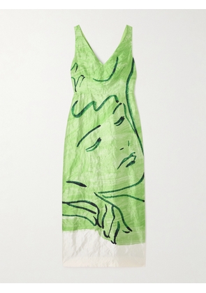 Erdem - Printed Satin-twill Midi Dress - Green - UK 4,UK 6,UK 8,UK 10,UK 12,UK 14,UK 16