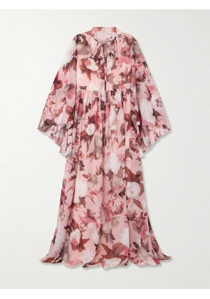 Erdem - Cape-effect Floral-print Silk-voile Gown - Pink - UK 4,UK 6,UK 8,UK 10,UK 12,UK 14,UK 16,UK 18,UK 20,UK 22