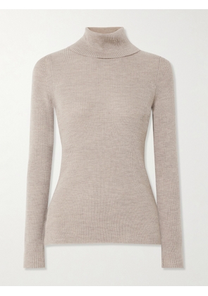 We Norwegians - Geilo Ribbed Merino Wool Turtleneck Sweater - Brown - x small,small,medium,large