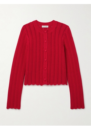 Altuzarra - Mariette Ribbed Open-knit Organic Cotton Cardigan - Red - x small,small,medium,large,x large