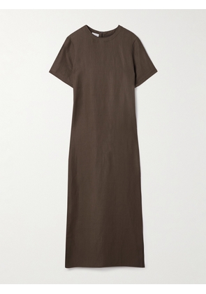 Brunello Cucinelli - Bead-embellised Twill Midi Dress - Brown - xx small,x small,small,medium,large,x large,xx large