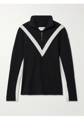 We Norwegians - Voss Striped Merino Wool-blend Piqué Ski Top - Black - x small,small,medium,large