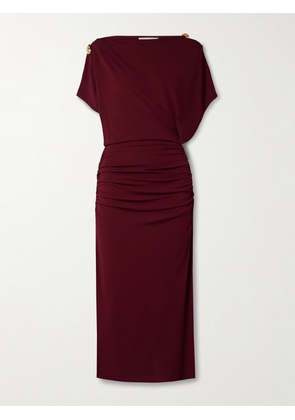 Altuzarra - Brina Embellished Ruched Jersey Maxi Dres - Burgundy - FR 34,FR 36,FR 38,FR 40,FR 42,FR 44,FR 46