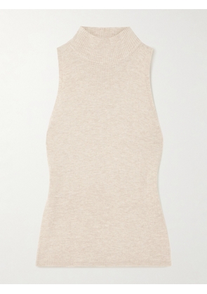 Brunello Cucinelli - Metallic Ribbed-knit Turtleneck Tank - Neutrals - xx small,x small,small,medium,large,x large,xx large
