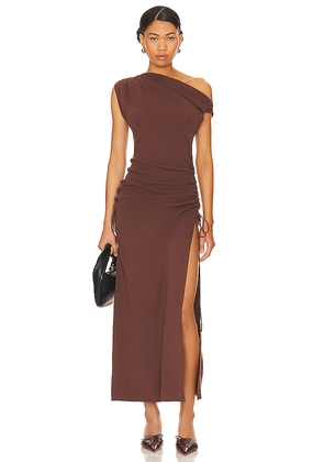 LIONESS Original Sin Midi Dress in Chocolate. Size L. Also in S, XXS, XS, M, XL, XXL.
