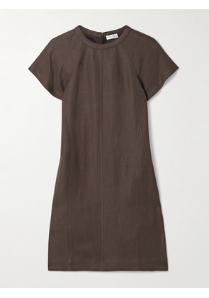 Brunello Cucinelli - Bead-embellished Twill Mini Dress - Brown - xx small,x small,small,medium,large,x large,xx large