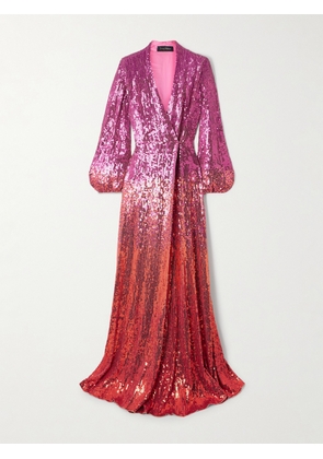 Jenny Packham - Sequined Jersey Wrap Gown - Pink - UK 6,UK 8,UK 10,UK 12,UK 14,UK 16,UK 18,UK 20