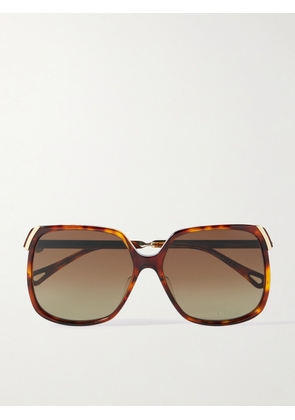 Chloé - Aly Square-frame Tortoiseshell Acetate And Gold-tone Sunglasses - One size