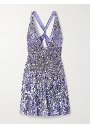 Jenny Packham - Crystal And Sequin-embellished Tulle Mini Dress - Purple - UK 6,UK 8,UK 10,UK 12,UK 14,UK 16