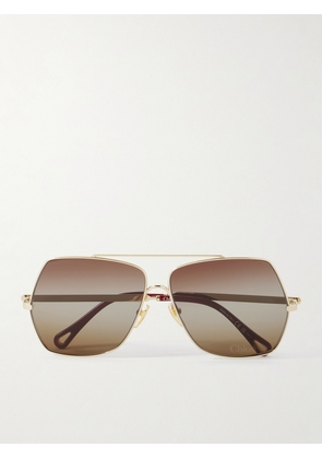 Chloé - Oversized Aviator-style Gold-tone Sunglasses - One size
