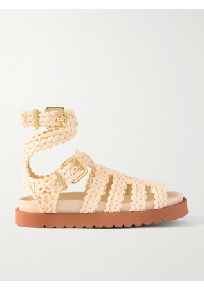 Zimmermann - Gleam Buckle-embellished Raffia Sandals - Off-white - FR36,FR37,FR38,FR39,FR40,FR41