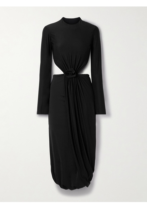 Maygel Coronel - Damasco Appliquéd Cutout Stretch-jersey Midi Dress - Black - Petite,One Size,Extended