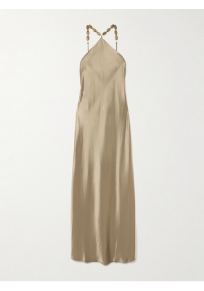 STAUD - Cadence Embellished Satin Maxi Dress - Gold - US0,US2,US4,US6,US8,US10,US12,US14,US16