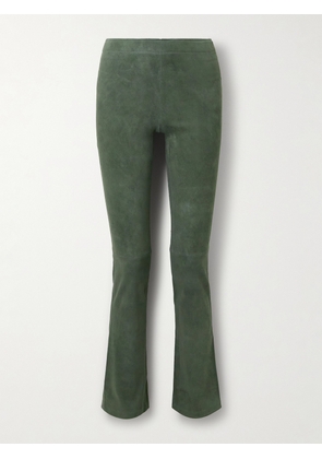 STOULS - Jp Paneled Suede Flared Pants - Green - xx small,x small,small,medium,large,x large
