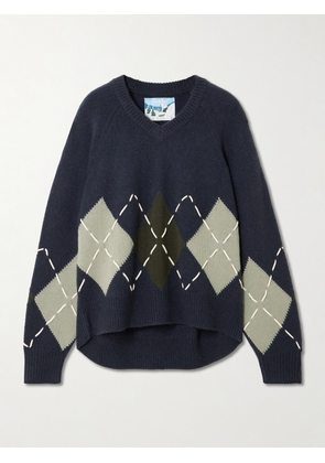Arch4 - Sloane Embroidered Argyle Cashmere Sweater - Gray - x small,small,medium,large,x large