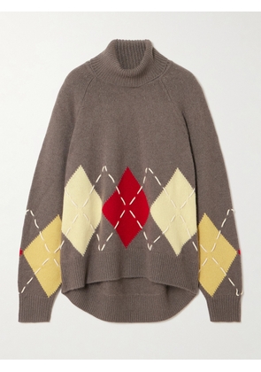 Arch4 - Courchevel Embroidered Argyle Cashmere Sweater - Gray - x small,small,medium,large,x large