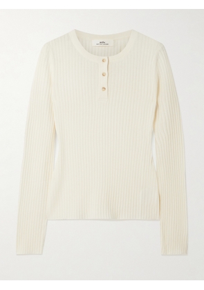 Arch4 - Noa Ribbed Organic Cashmere Top - Ivory - x small,small,medium,large,x large