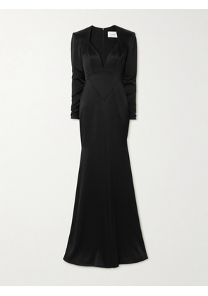 Alex Perry - Paneled Satin-crepe Gown - Black - UK 6,UK 8,UK 10,UK 12,UK 14,UK 16